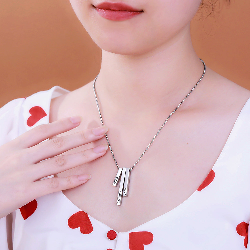3D Triple Bar Name Necklace | Callie