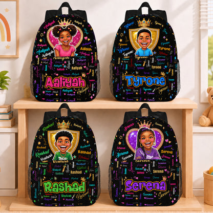 Personalized Starry Cartoon Photo Word Cloud  Large Capacity Kids Backpack with Name Back to School Birthday Gift for Boys Girls