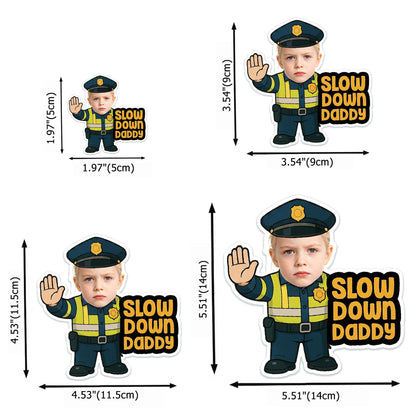 Personalized Little Traffic Police Officer Slow Down Daddy Face Photo Acrylic Car Vent Clip Cute Car Decor Father's Day Birthday Gift for Dad