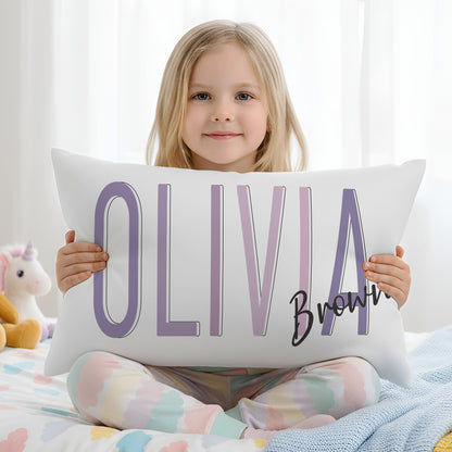 Personalized Multicolor Soft Rectangular Throw Pillow Cover with Name Daily Use Birthday Gift for Family Friend Kid