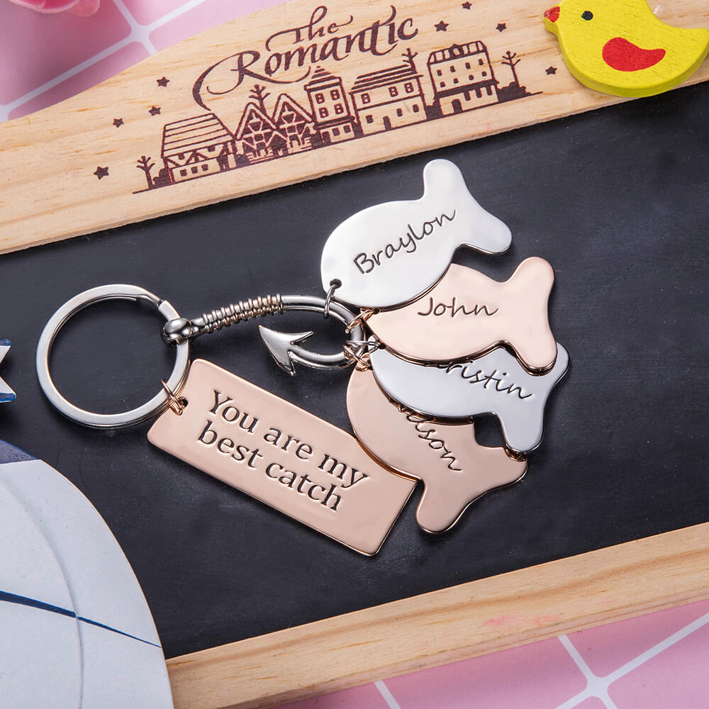 Personalized Hook Keychain with Name Fish