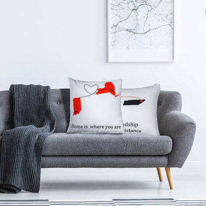 Engraved Long Distance Relation Cushion Throw Pillow Gift for Couple