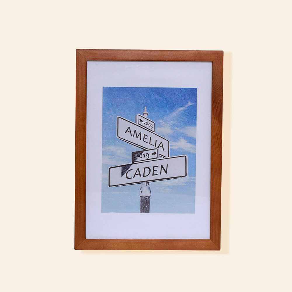 Anniversary Wedding Street Sign Art with Double Names & Date