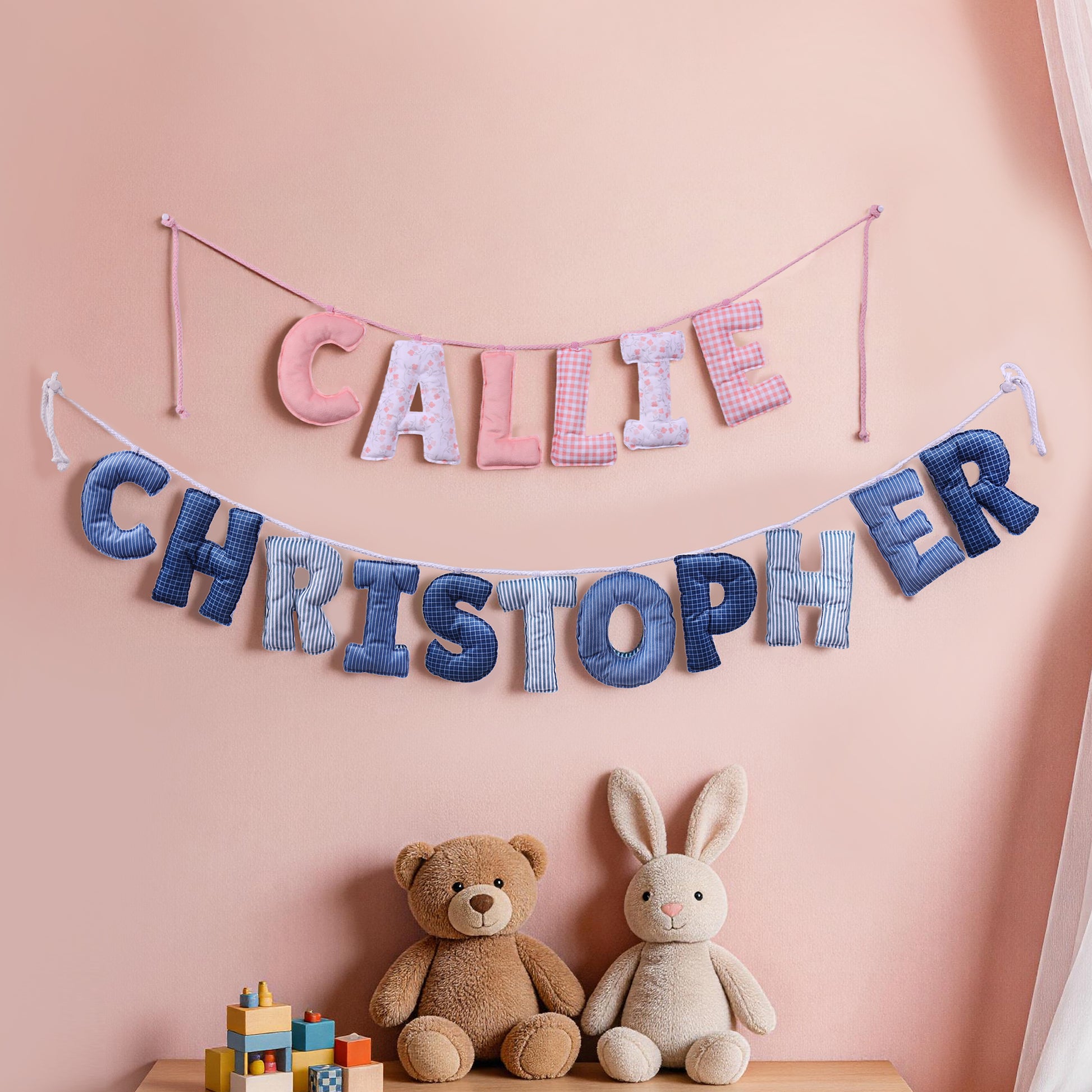 Personalized Floral Striped Letter Cozy Banner Decoration with Name Nursery Decor Baby Shower Baby Announcement Gift for Baby New Parent