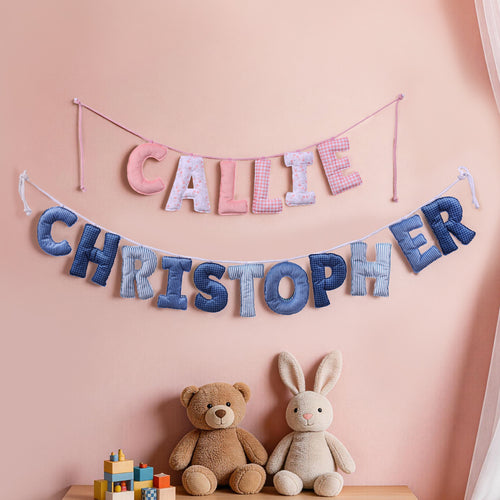 Personalized Floral Striped Letter Cozy Banner Decoration with Name Nursery Decor Baby Shower Baby Announcement Gift for Baby New Parent