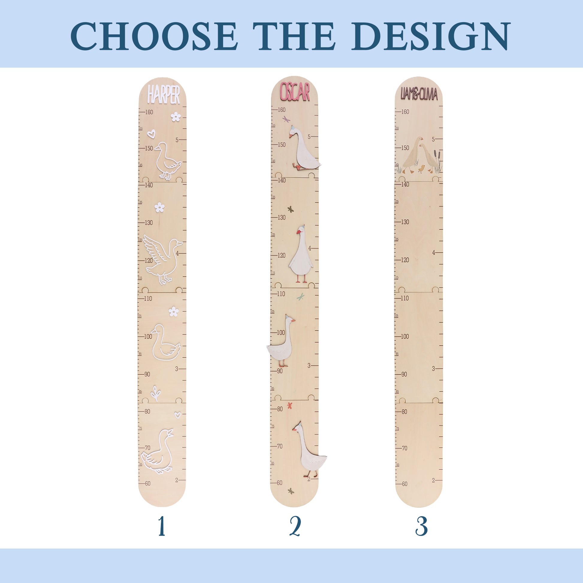 Personalized Cute Goose Baby Growth Chart Ruler with Name Nursery Baby Room Decor Birthday Gift for Baby Kid