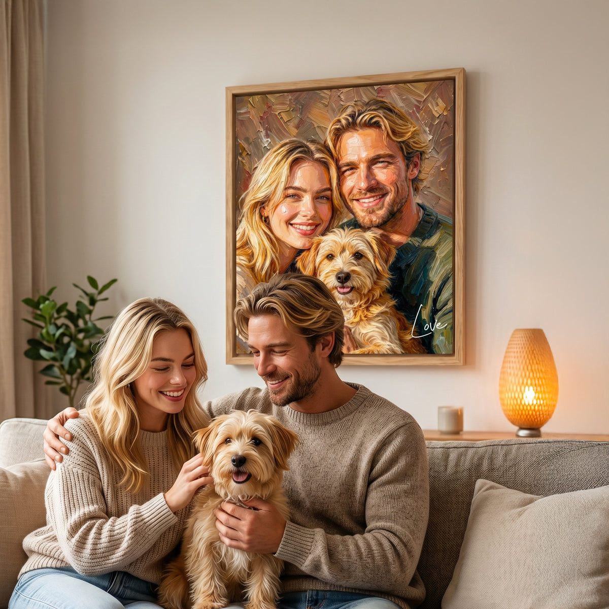 Personalized Modern Painting Texture Style Pet Photo Canvas Prints with Name Warm Minimalist Home Decor Ship from USA Birthday Gift for Pet Lovers