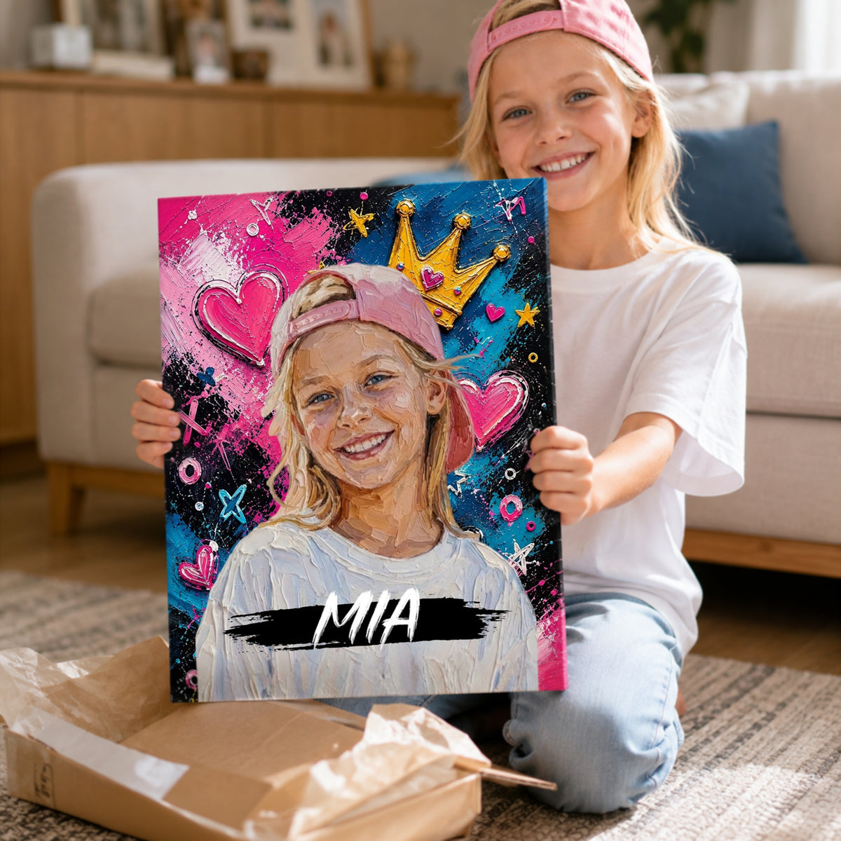 Personalized Graffiti-Style Oil Painting Photo Canvas Prints Home Decor Ship from USA Housewarming Birthday Gift for Family Friends