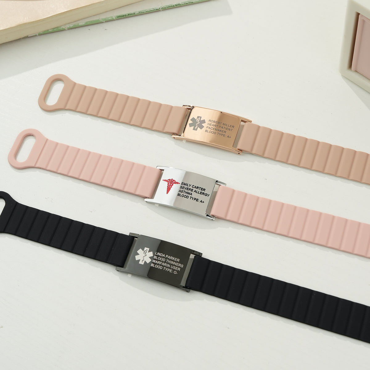 Personalized Medical Symbol Waterproof Medical Alert Bracelet with Engraved ID Name Tag and Magnetic Strap Daily Wear Travel Medical Gift for Patient