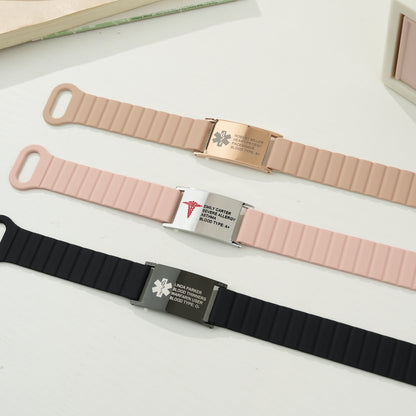 Personalized Medical Symbol Waterproof Medical Alert Bracelet with Engraved ID Name Tag and Magnetic Strap Daily Wear Travel Medical Gift for Patient