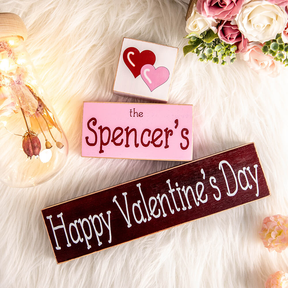 Engraved Wood Blocks Valentine's Day Decor