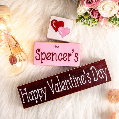 Engraved Wood Blocks Valentine's Day Decor