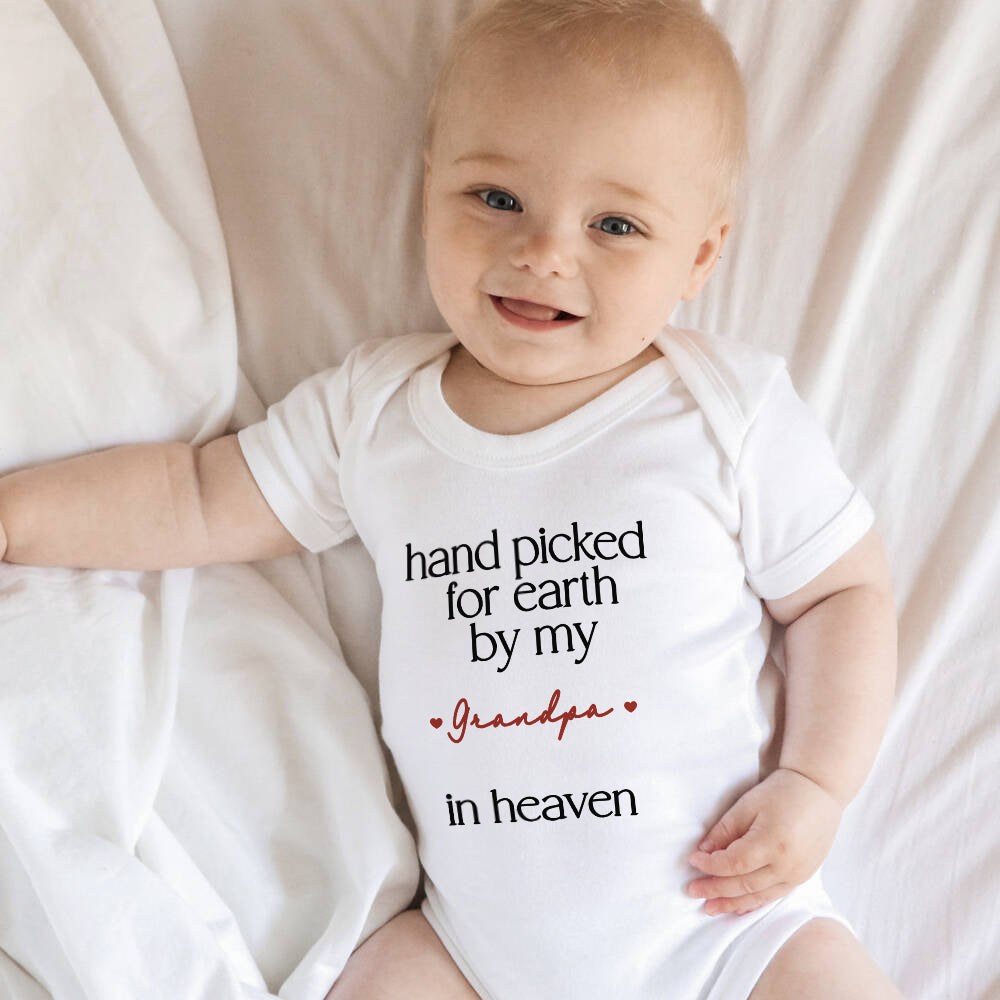 Hand Picked for Earth by My Loved One in Heaven - Personalized 100% Cotton Baby Bodysuit Kid T-shirt