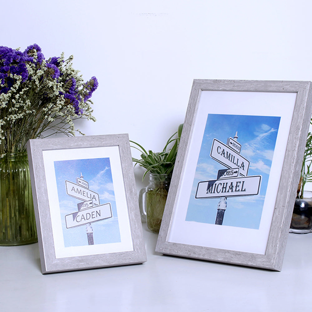 10 Year Anniversary Tin Frame Street Sign Painting with Double Names & Date