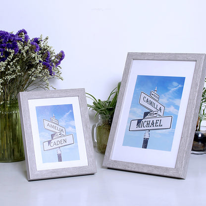10 Year Anniversary Tin Frame Street Sign Painting with Double Names & Date