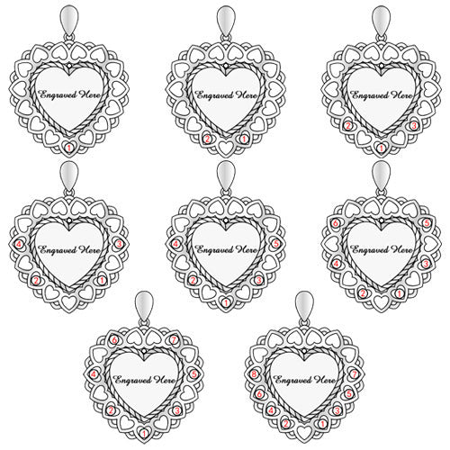 Mom or Grandma Heart Necklace with Kid's Birthstones and Engraving