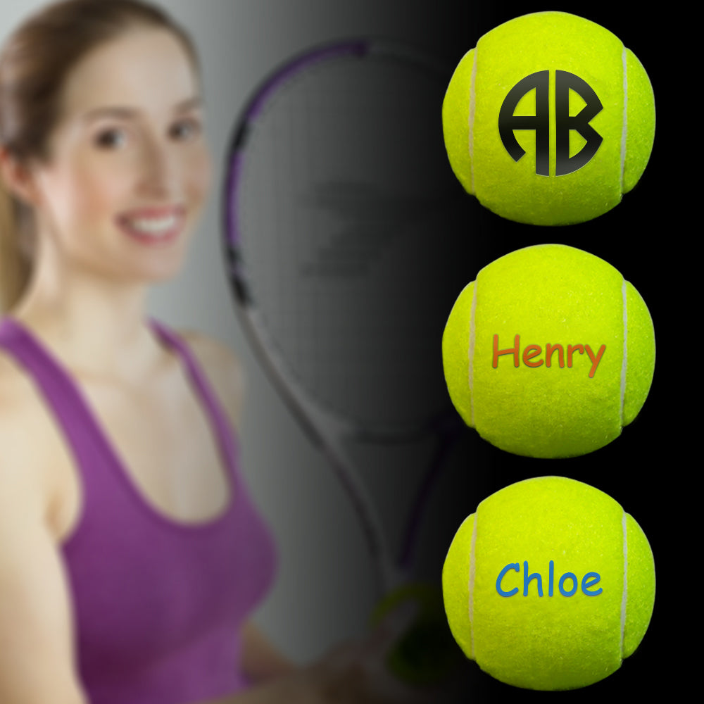 Personalized Tennis Balls with Monogram and Name Set of 3 Tennis Training Gift for Tennis Player Lover