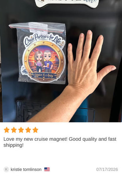 Personalized Cartoon Couple Character Cruise Fridge Magnet with Name Home Decor Birthday Summer Travel Gift for Couple Newlyweds - CALLIE