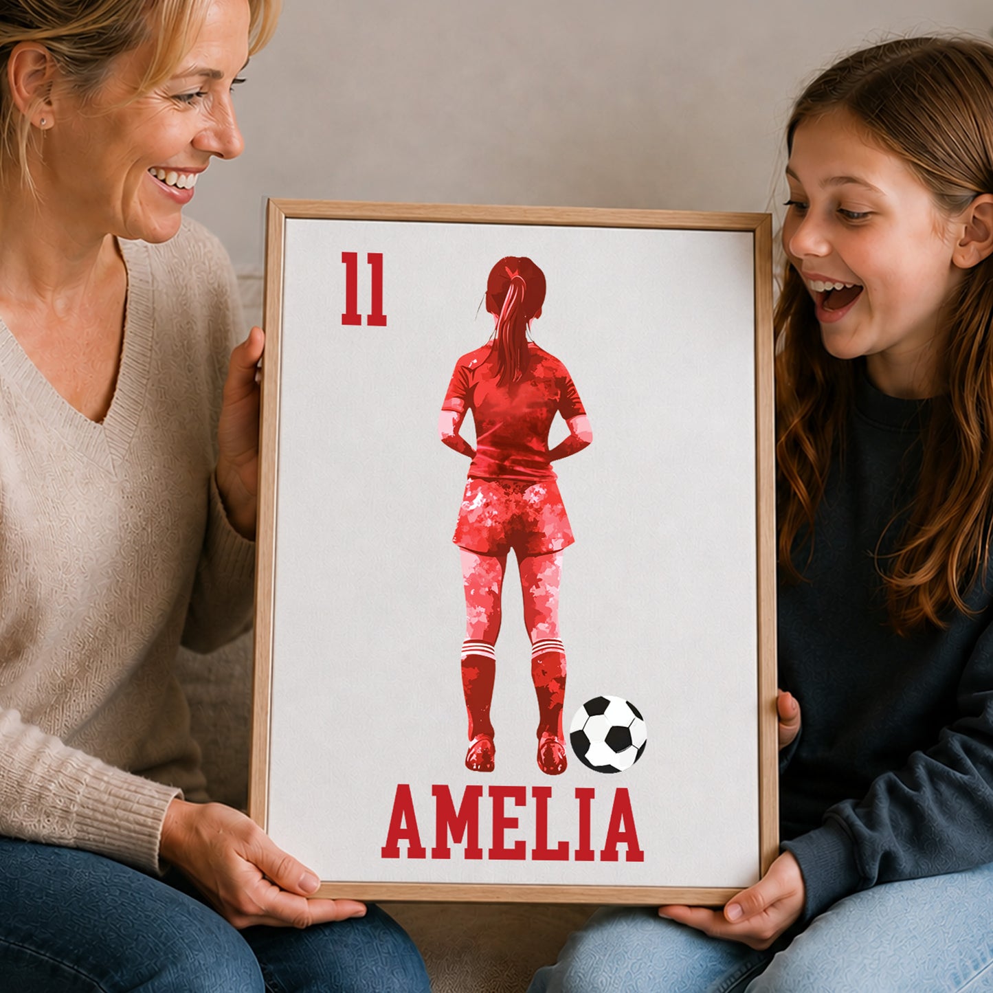 Personalized Soccer Splatter Silhouette Framed Canvas Print with Name Home Decor Ship from USA Birthday Gift for Soccer Players Boys Girls