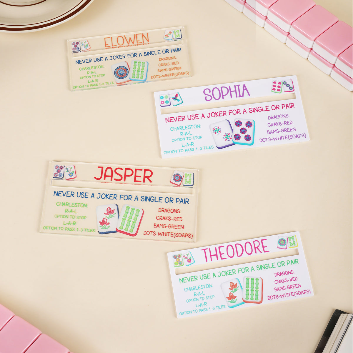 Personalized Colorful Pattern Mahjong Line Reader with Name Mahjong Accessory Birthday Mahjong Parlor Gift for Mahjong Lovers